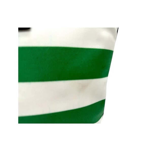 Dooney & Bourke Green & White Striped Canvas Tote Bag With Leather Trim & Red In - Picture 11 of 11